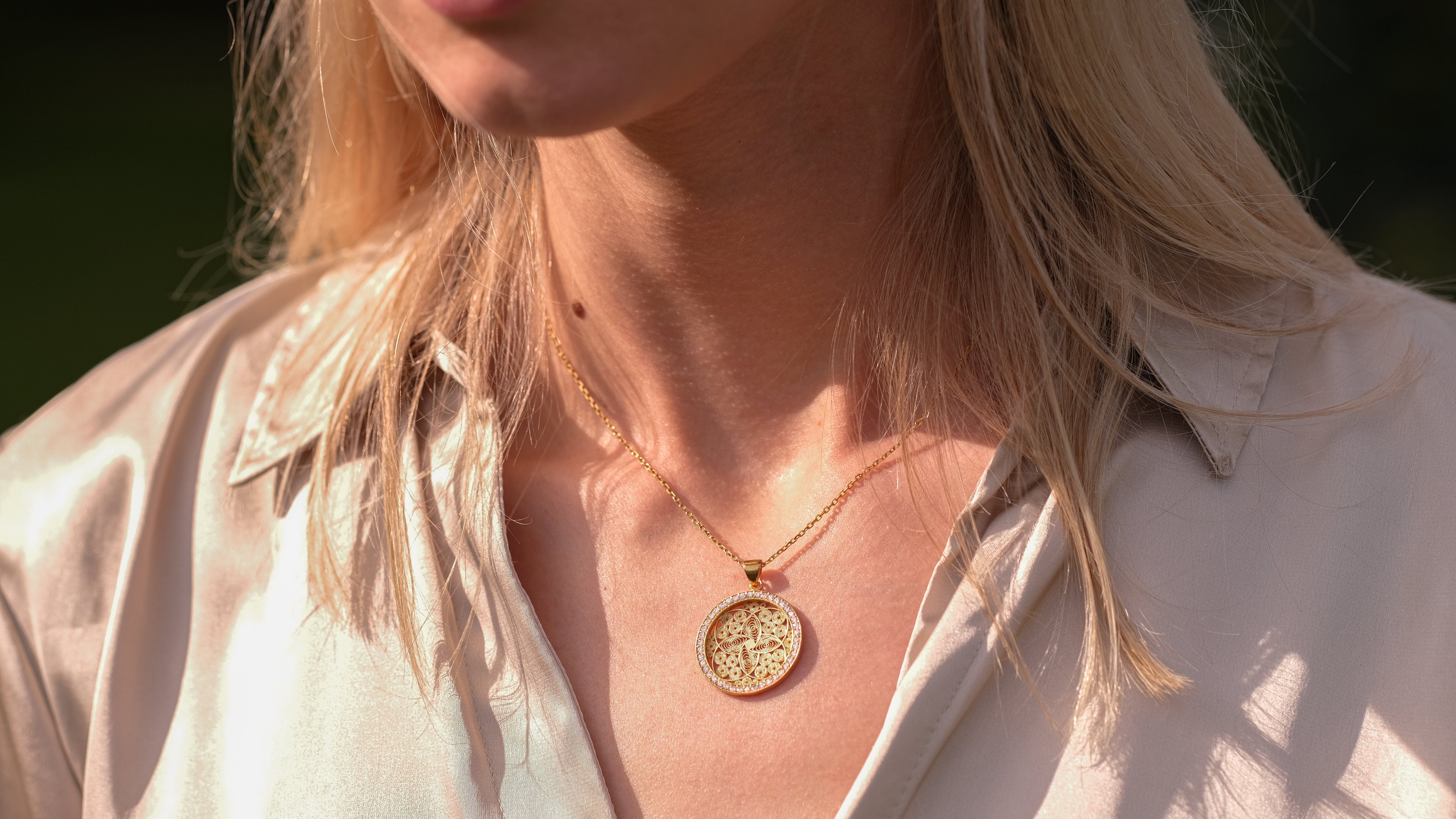 Dreamcatcher ketting met zirkonia's verguld Nana